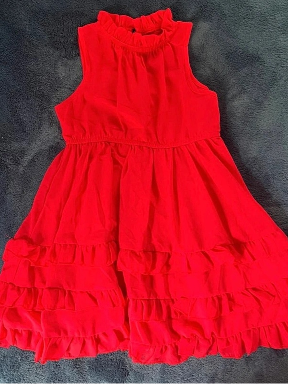 SHEIN Red Sleeveless Ruffled Tiered Dress for Girls
